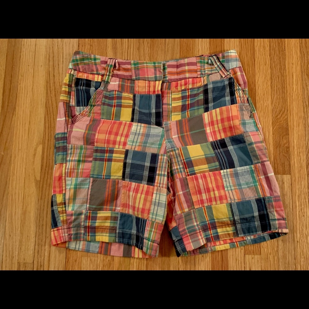 Madras shorts women size 8 summer casual